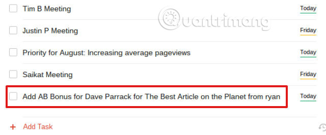 Nhiệm vụ mới xuất hiện trong danh sách