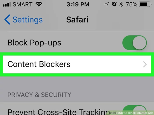 Chạm vào Content Blockers