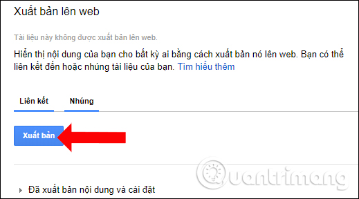 Nhấn nút Xuất bản