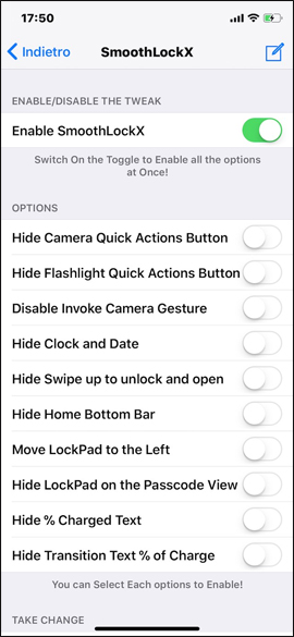 Tính năng trên tweak SmoothLockX