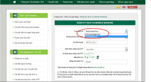 Cách đăng ký BankPlus Internet Banking của Vietcombank