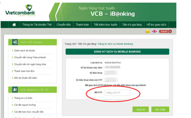 Cách đăng ký BankPlus Internet Banking của Vietcombank