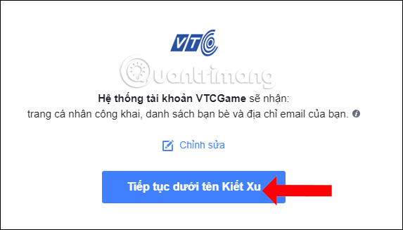 Tạo tài khoản VTC qua Facebook