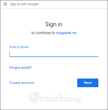 Nhập email Google