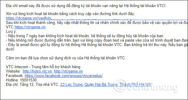 Xác minh tài khoản qua email