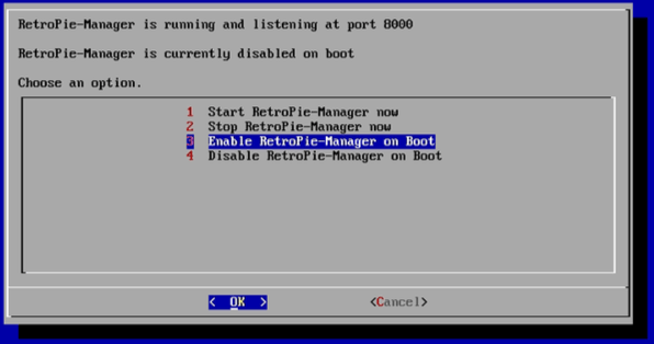 Chọn Enable Retropie Manager