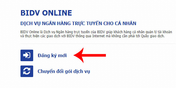 Đăng ký BIDV Online, Internet Banking BIDV