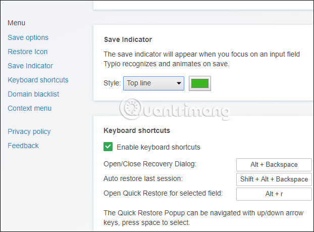 Các tùy chỉnh tiện ích