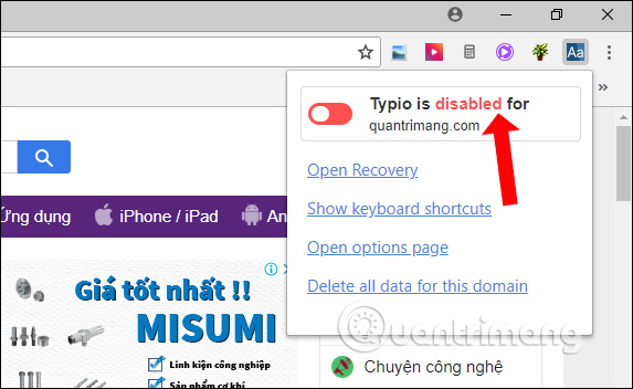 Vô hiệu hóa tiện ích