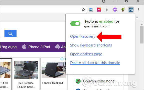 Giao diện settings