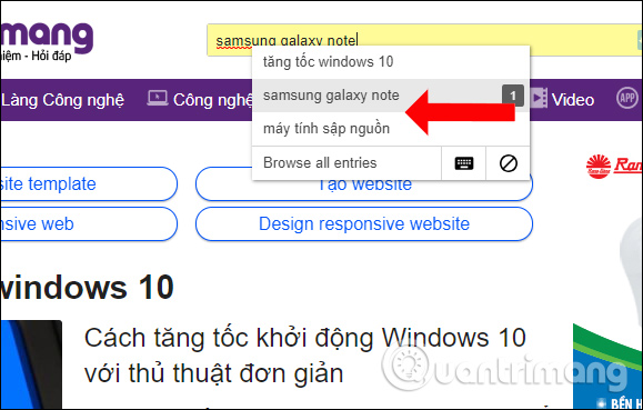 Chọn nội dung muốn khôi phục