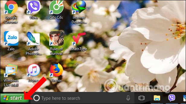 Chọn icon Start menu
