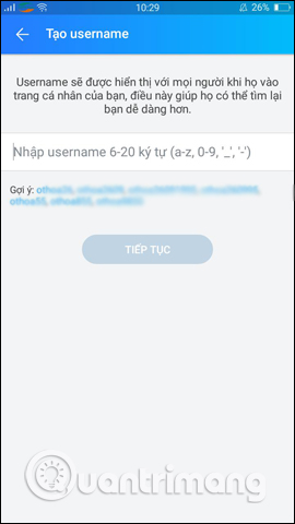 Nhập Username