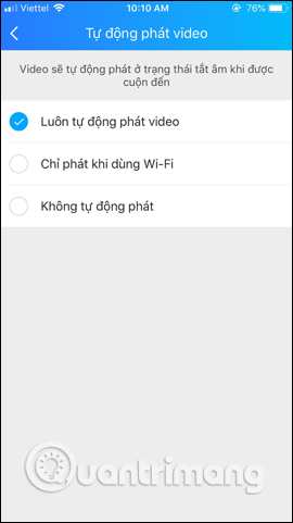 Tùy chỉnh phát video tự động