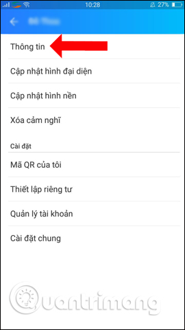 Cập nhật thông tin Zalo