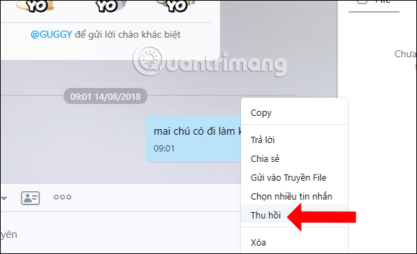 Thu hồi tin nhắn Zalo