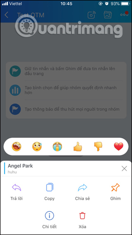 Trả lời tin nhắn trong nhóm