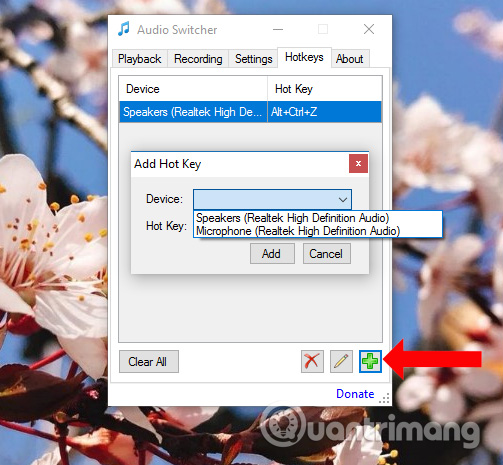 Thêm phím tắt cho thiết bị loa