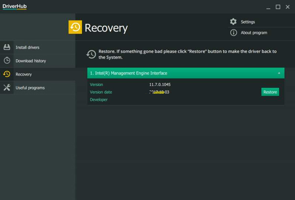 Khôi phục lại driver cũ
