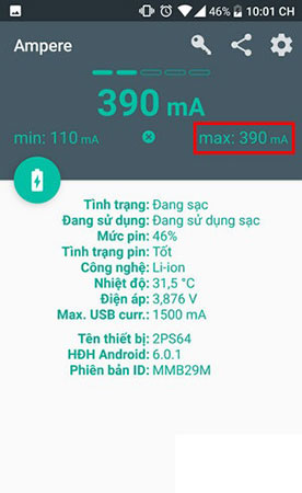 Chỉ số này cho biết củ sạc của bạn đang gặp vấn đề