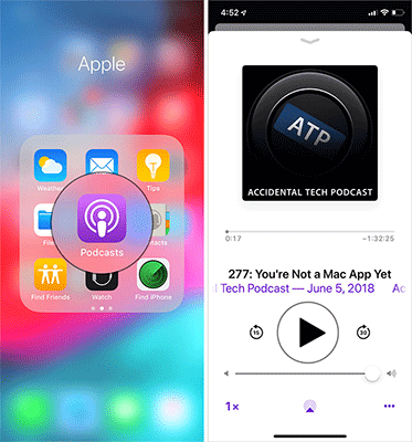 Mở file nhạc trong Podcasts