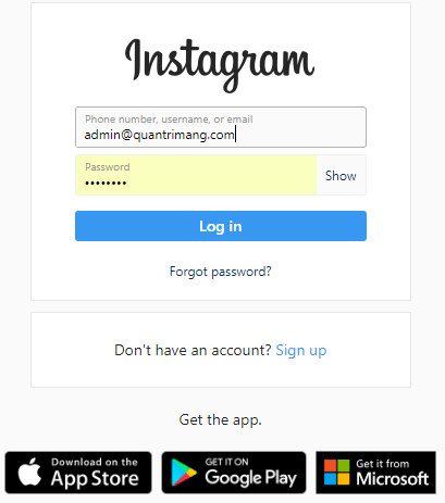 Đăng nhập vào Instagram trên máy tính