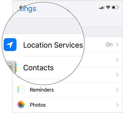 Chọn Location Services