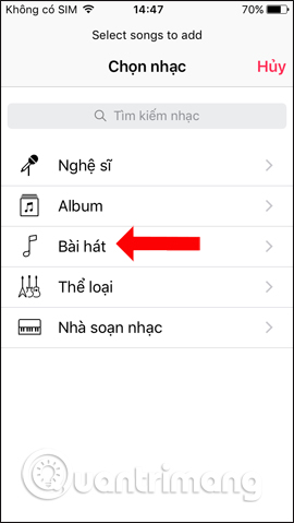 Chọn bài hát trong album