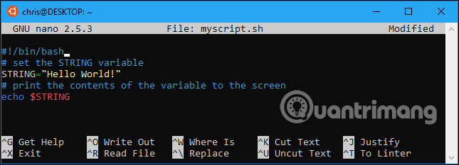 Sử dụng tập lệnh Bash
