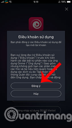 Xác nhận đồng ý với các điều khoản