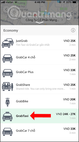 Chọn GrabTaxi