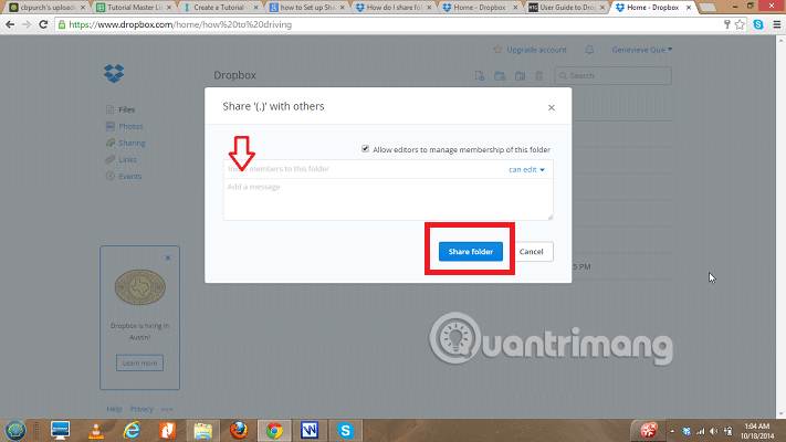 Click vào Share folder