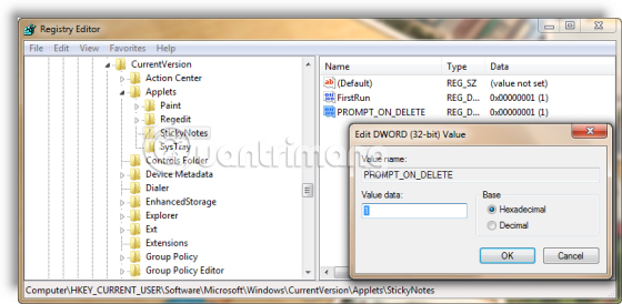 Điều hướng đến key trong Registry Editor 