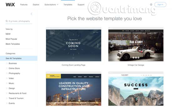 Thiết kế của Wix