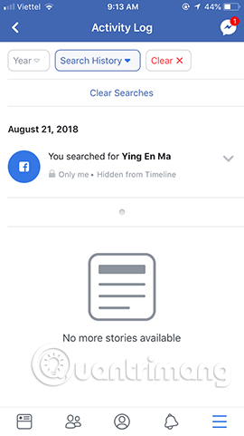 Chọn Clear Searches trên iOS