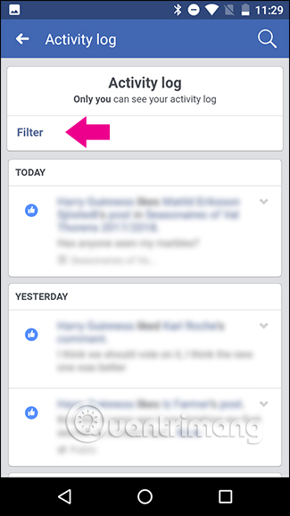 Chọn Filter 