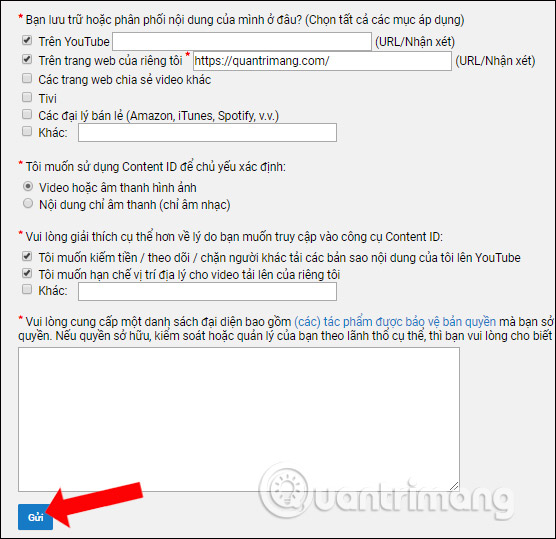 Gửi đơn đăng ký