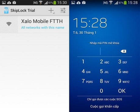 Danh sách đã hiển thị mạng Wi-Fi tin cậy