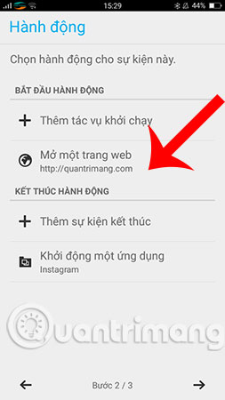 Bạn thiết lập đến chuỗi hành động máy sẽ làm