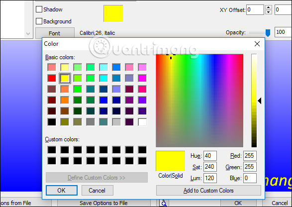 Chọn màu chữ cho ảnh