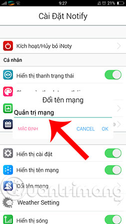 Nhập tên muốn thay logo mạng trên Android