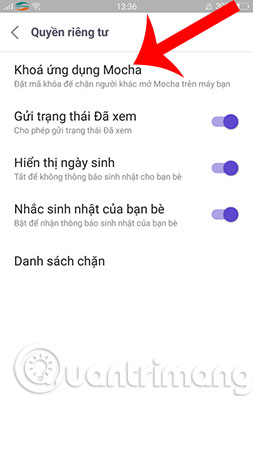 Khóa ứng dụng Mocha