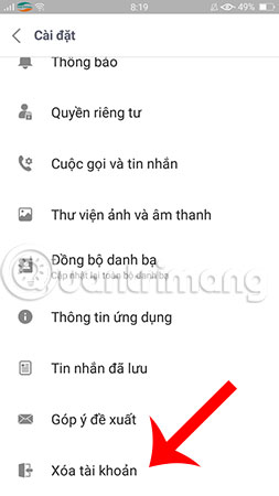 Xóa tài khoản
