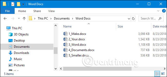 Giảm kích thước file Word