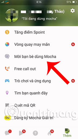  Mời bạn bè dùng Mocha