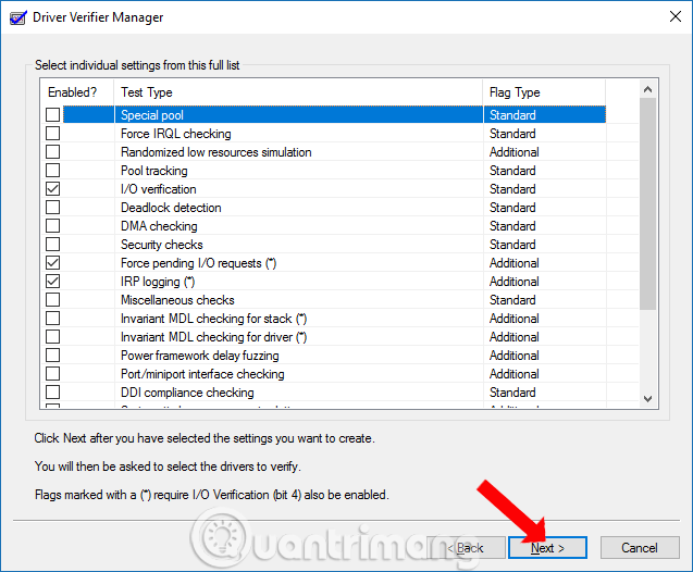 Chọn loại driver