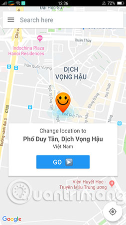 Biểu tượng vị trí hiển thị chớp tắt 