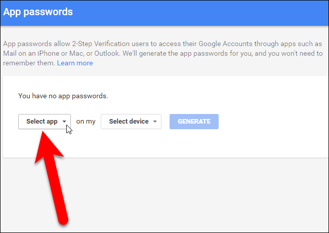 Click vào Select app
