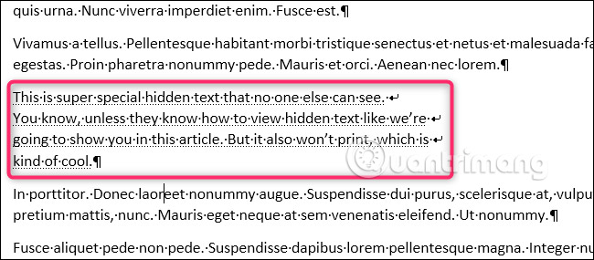 Cách sử dụng Hidden Text trong tài liệu Word