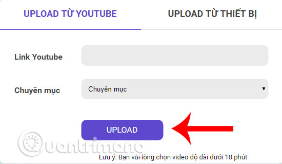 Upload link từ Youtube